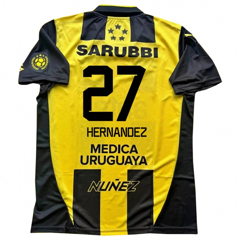 Danxen Heren Lucas Hernández #27 Geel Zwart Thuisshirt Thuistenue 2025/26 T-Shirt