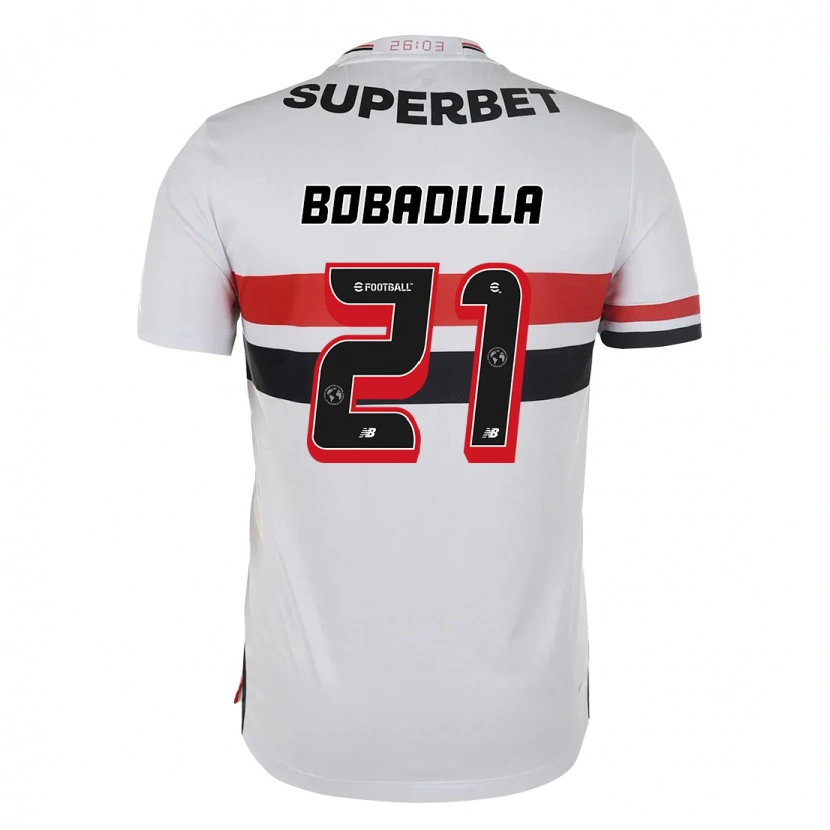 Danxen Heren Damián Bobadilla #21 Rood Zwart Wit Thuisshirt Thuistenue 2025/26 T-Shirt