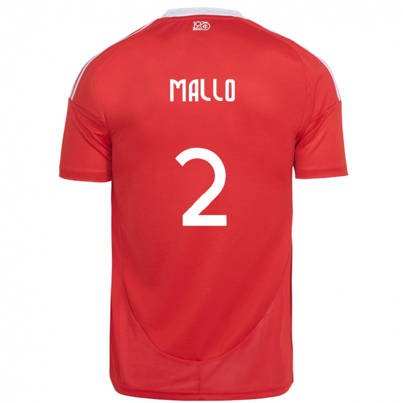 Danxen Heren Hugo Mallo #2 Rood Wit Thuisshirt Thuistenue 2025/26 T-Shirt