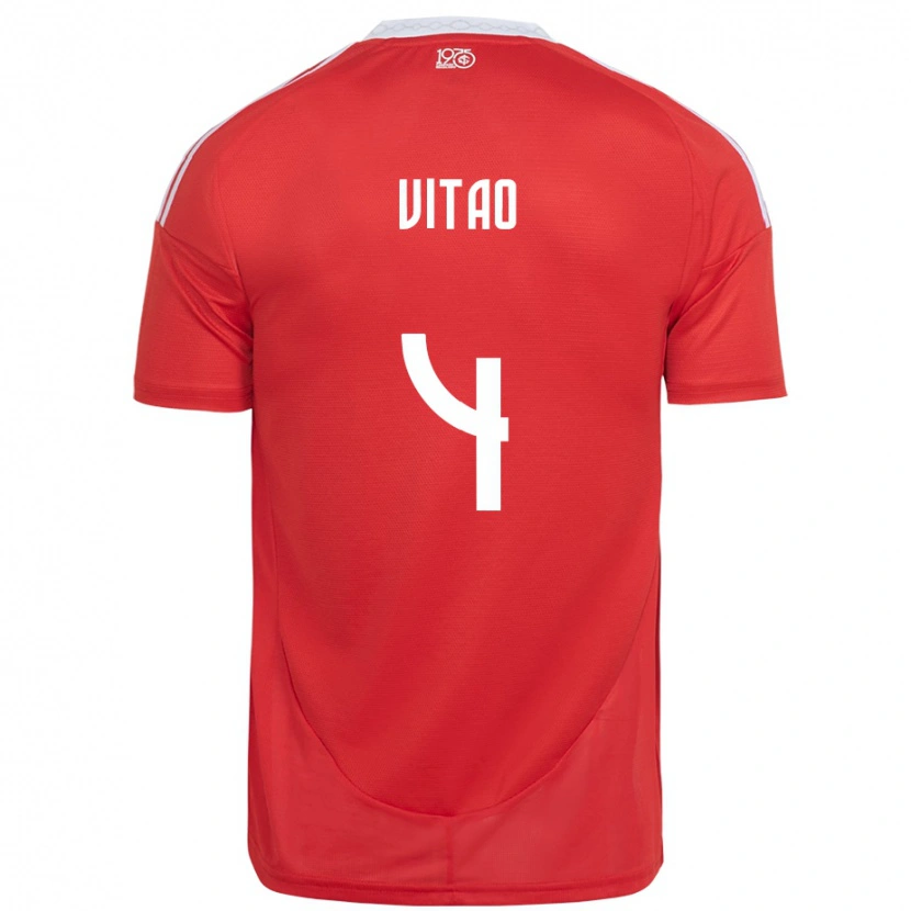 Danxen Heren Vitão #4 Rood Wit Thuisshirt Thuistenue 2025/26 T-Shirt