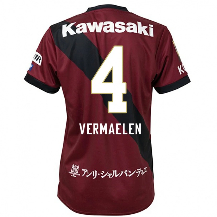 Danxen Heren Thomas Vermaelen #4 Bourgondisch Zwart Thuisshirt Thuistenue 2025/26 T-Shirt