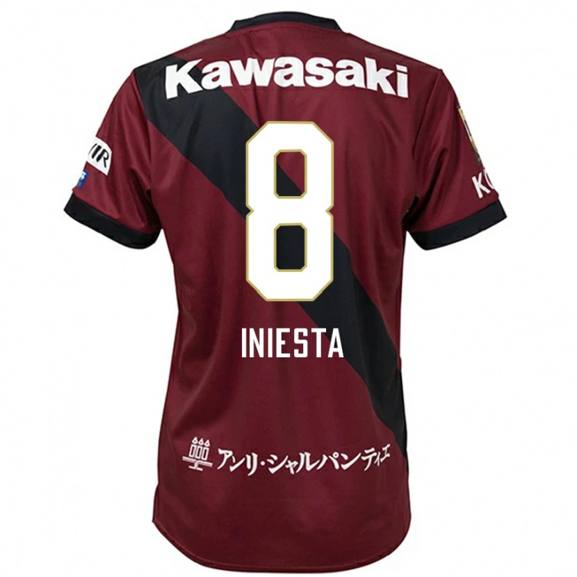 Danxen Heren Andres Iniesta #8 Bourgondisch Zwart Thuisshirt Thuistenue 2025/26 T-Shirt