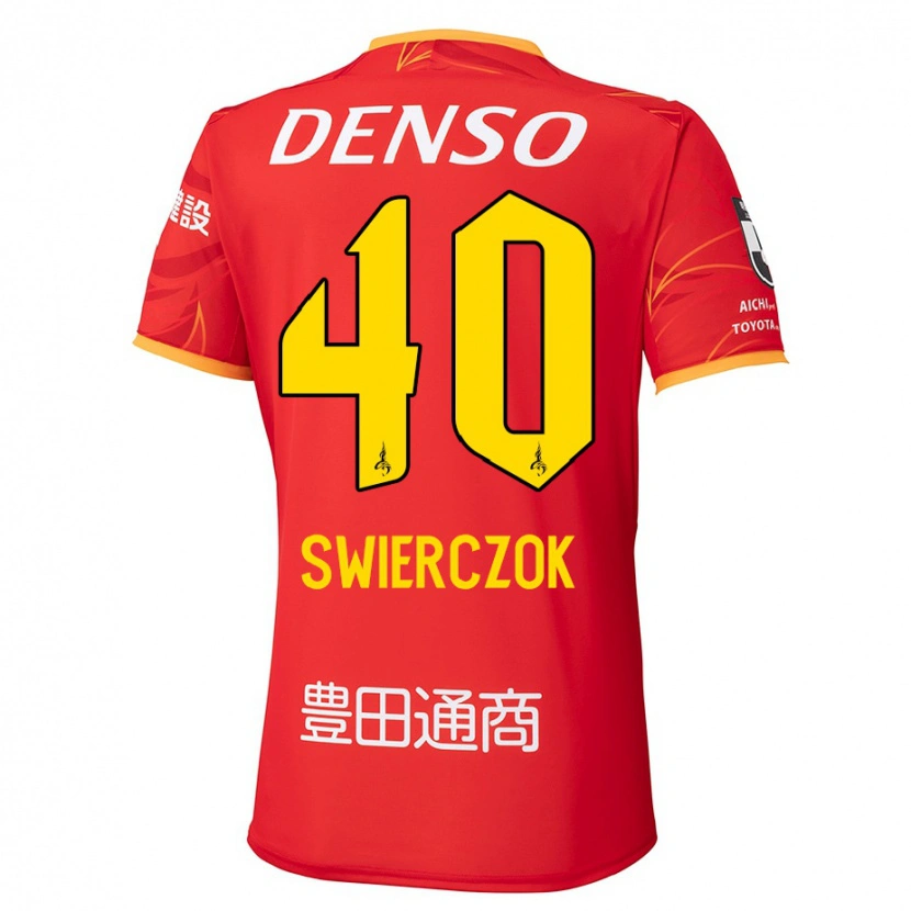 Danxen Heren Jakub Swierczok #40 Rood Geel Thuisshirt Thuistenue 2025/26 T-Shirt