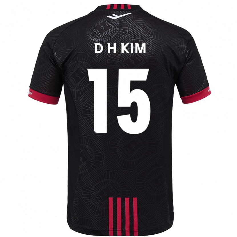 Danxen Heren Hyeon-Deok Kim #15 Zwart Rood Thuisshirt Thuistenue 2025/26 T-Shirt