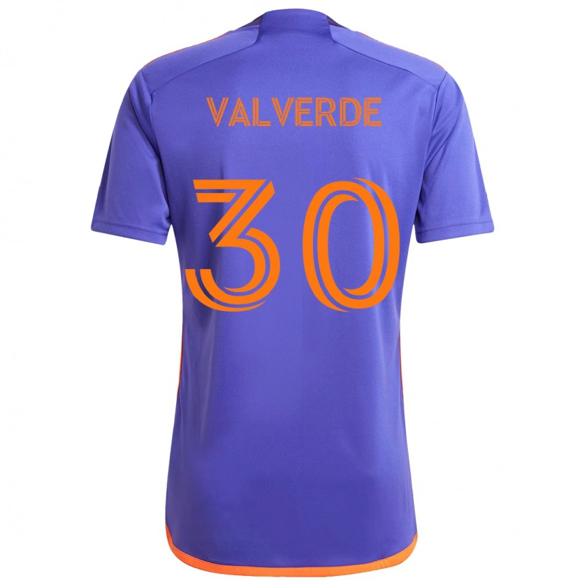 Danxen Heren Jefferson Valverde #30 Paars Oranje Uitshirt Uittenue 2025/26 T-Shirt