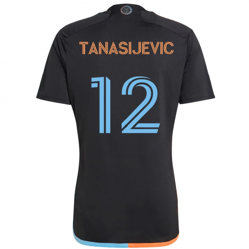 Danxen Heren Strahinja Tanasijević #12 Zwart Blauw Oranje Uitshirt Uittenue 2025/26 T-Shirt