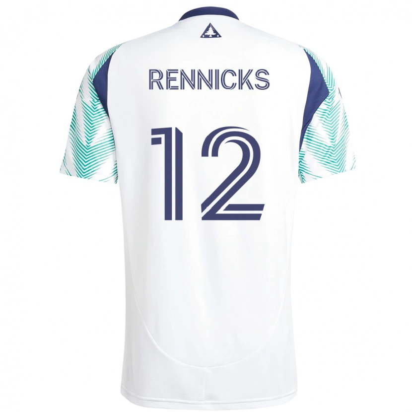 Danxen Heren Justin Rennicks #12 Wit Blauw Uitshirt Uittenue 2025/26 T-Shirt