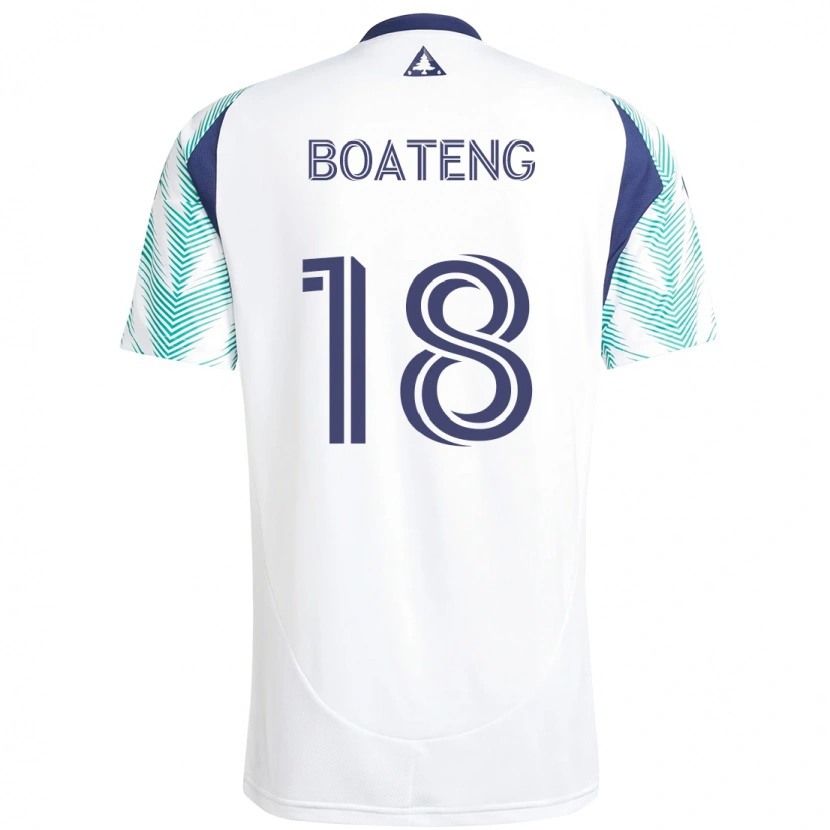 Danxen Heren Emmanuel Boateng #18 Wit Blauw Uitshirt Uittenue 2025/26 T-Shirt