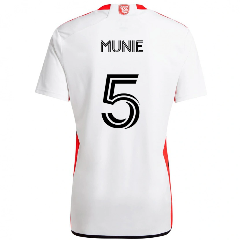Danxen Heren Daniel Munie #5 Wit Rood Uitshirt Uittenue 2025/26 T-Shirt