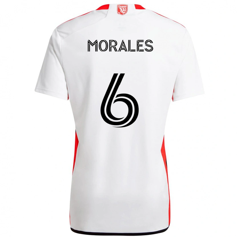 Danxen Heren Alfredo Morales #6 Wit Rood Uitshirt Uittenue 2025/26 T-Shirt