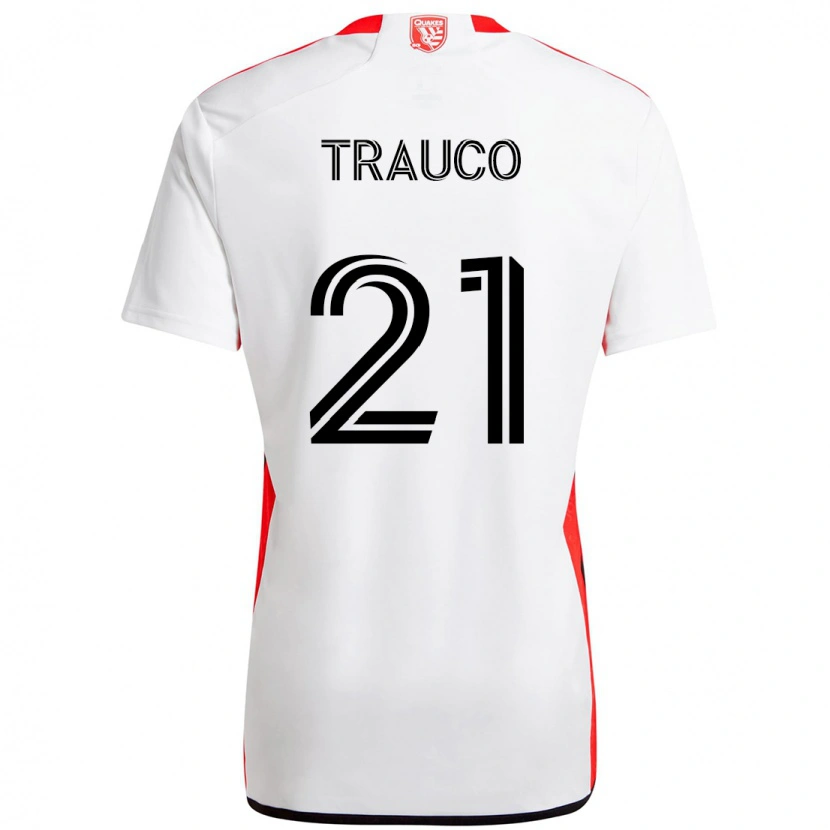 Danxen Heren Miguel Trauco #21 Wit Rood Uitshirt Uittenue 2025/26 T-Shirt