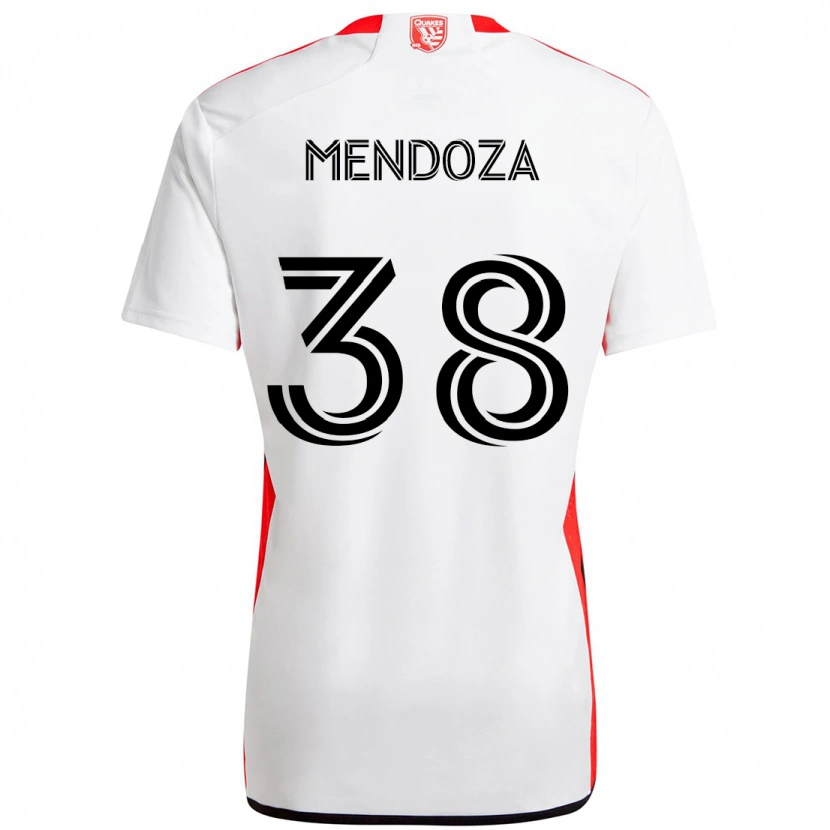 Danxen Heren Edwyn Mendoza #38 Wit Rood Uitshirt Uittenue 2025/26 T-Shirt