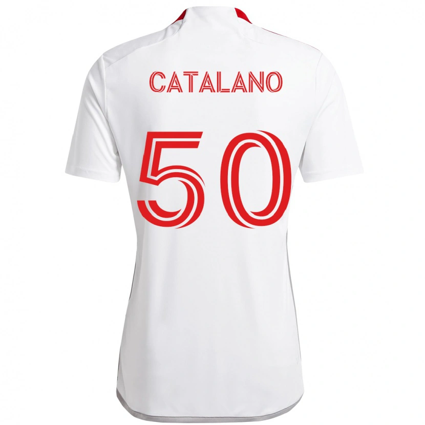 Danxen Heren Gianluca Catalano #50 Wit Rood Uitshirt Uittenue 2025/26 T-Shirt