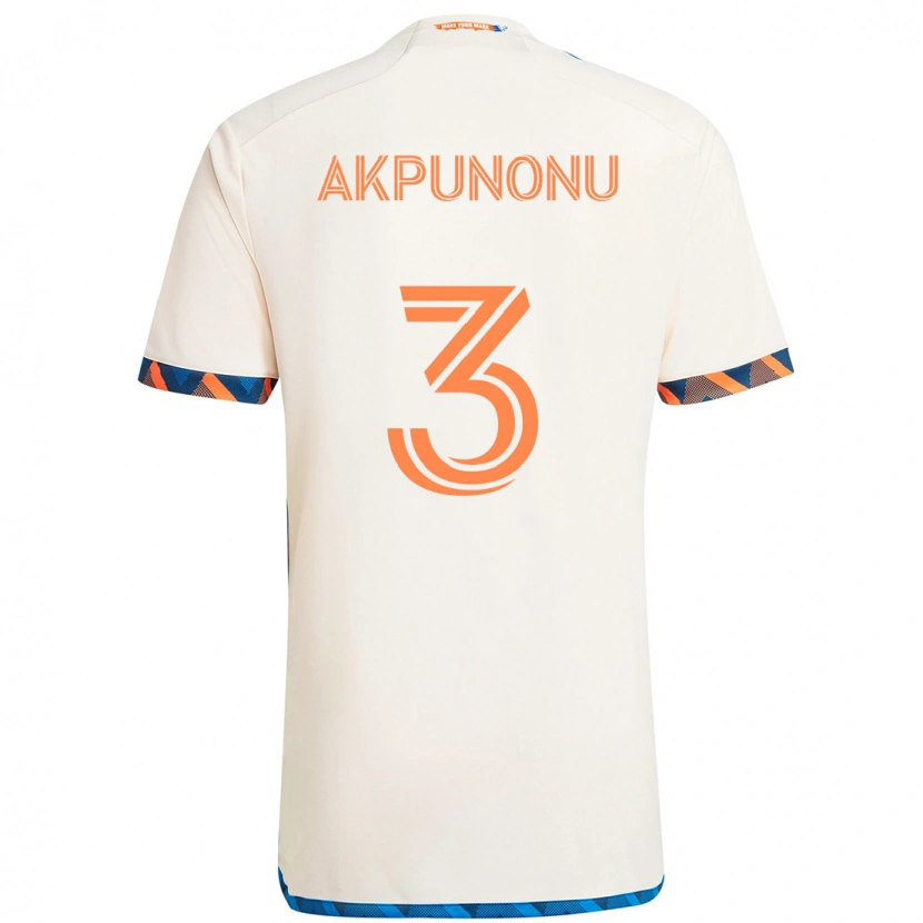 Danxen Heren Joey Akpunonu #3 Wit Blauw Oranje Uitshirt Uittenue 2025/26 T-Shirt