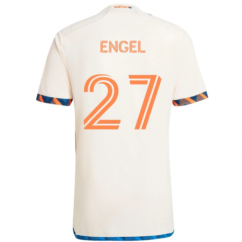 Danxen Heren Lukas Engel #27 Wit Blauw Oranje Uitshirt Uittenue 2025/26 T-Shirt