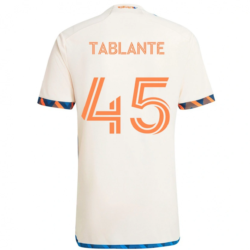 Danxen Heren Moises Tablante #45 Wit Blauw Oranje Uitshirt Uittenue 2025/26 T-Shirt