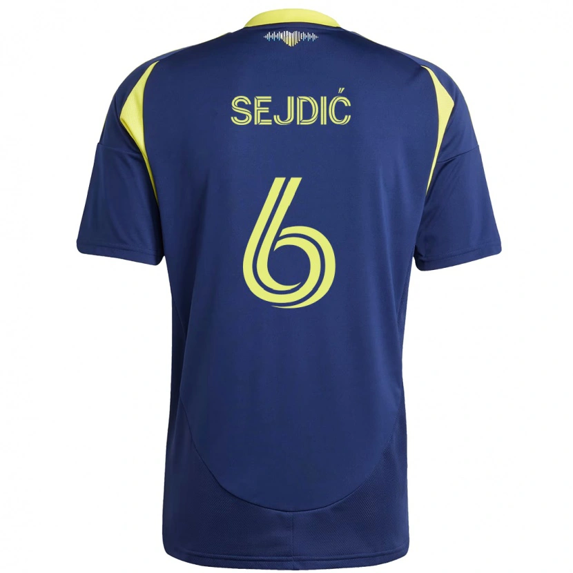 Danxen Heren Amar Sejdić #6 Marineblauw Geel Uitshirt Uittenue 2025/26 T-Shirt
