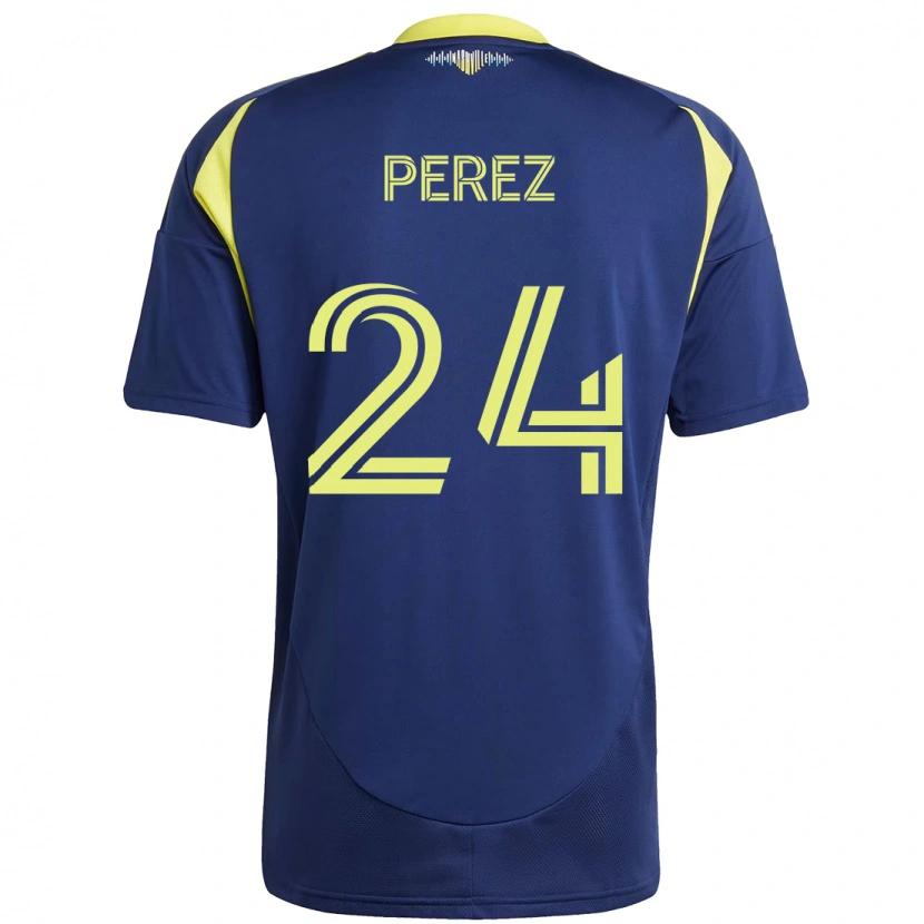 Danxen Heren Jonathan Pérez #24 Marineblauw Geel Uitshirt Uittenue 2025/26 T-Shirt