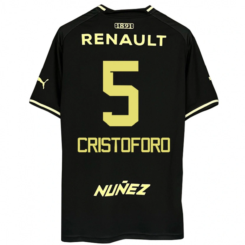 Danxen Heren Sebastián Cristóforo #5 Zwart Geel Uitshirt Uittenue 2025/26 T-Shirt