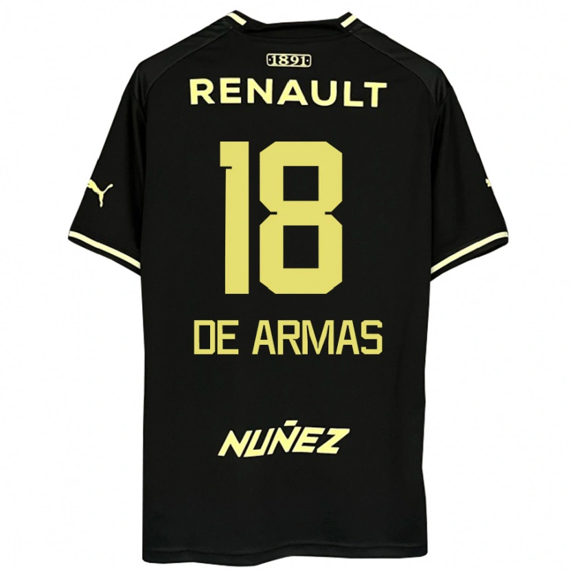 Danxen Heren Nahuel De Armas #18 Zwart Geel Uitshirt Uittenue 2025/26 T-Shirt