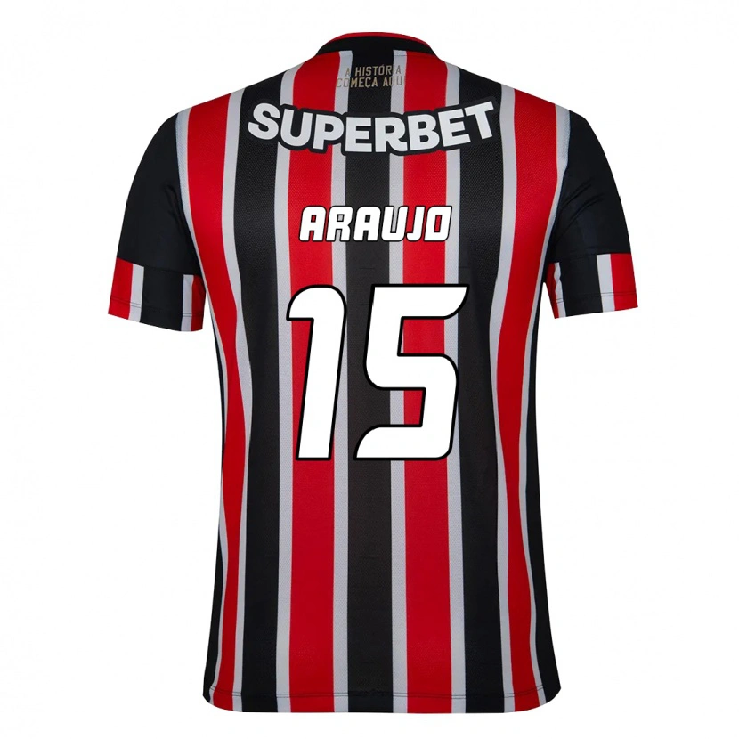 Danxen Heren Michel Araújo #15 Zwart Rood Uitshirt Uittenue 2025/26 T-Shirt