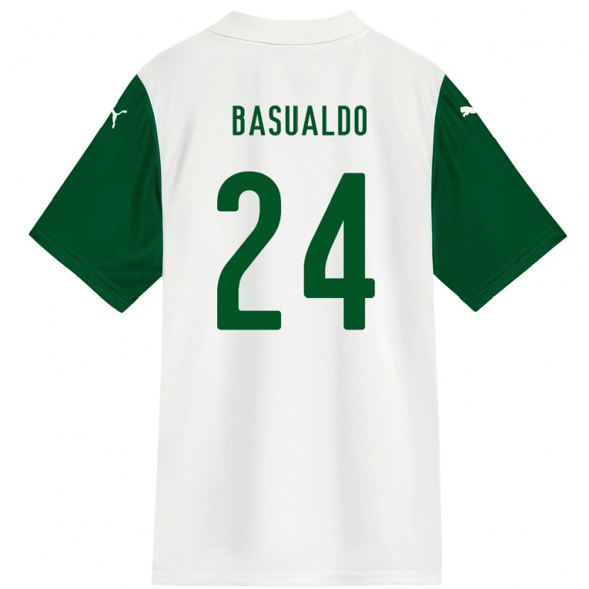 Danxen Heren Luis Basualdo #24 Wit Groen Uitshirt Uittenue 2025/26 T-Shirt