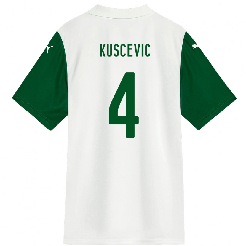 Danxen Heren Benjamin Kuscevic #4 Wit Groen Uitshirt Uittenue 2025/26 T-Shirt