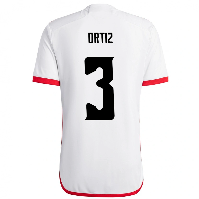 Danxen Heren Léo Ortiz #3 Wit Rood Uitshirt Uittenue 2025/26 T-Shirt