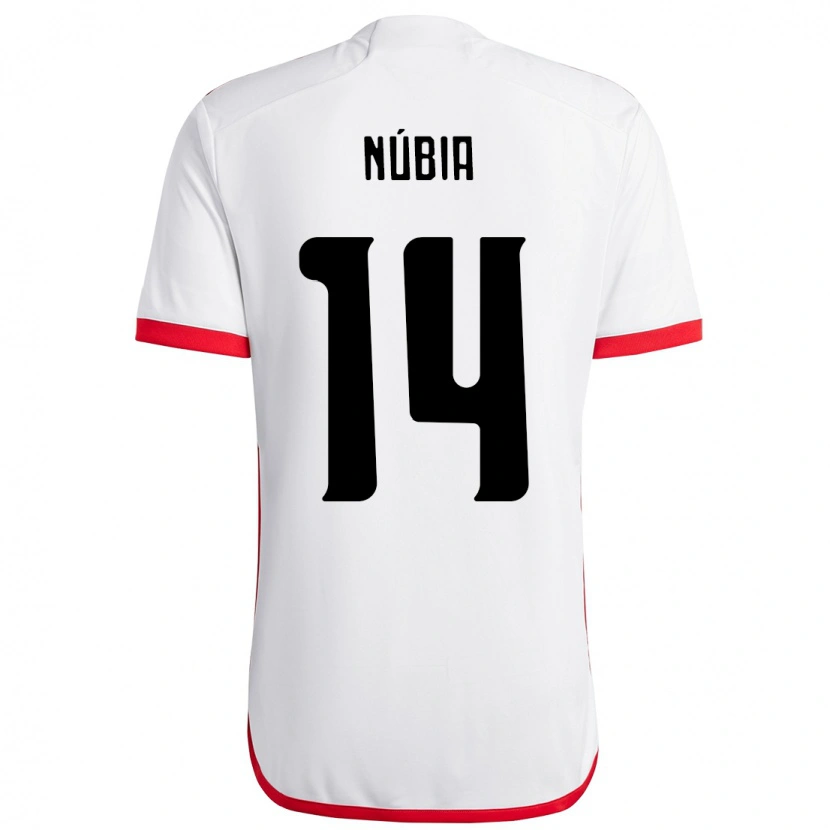 Danxen Heren Núbia #14 Wit Rood Uitshirt Uittenue 2025/26 T-Shirt