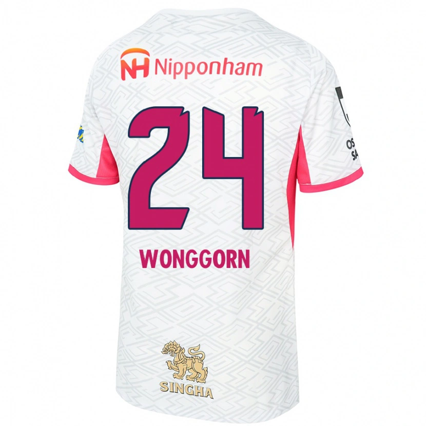 Danxen Heren Jaroensak Wonggorn #24 Wit Sakura Roze Uitshirt Uittenue 2025/26 T-Shirt