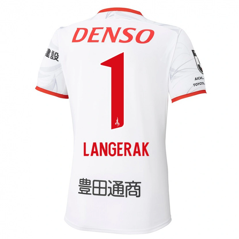 Danxen Heren Mitchell Langerak #1 Wit Rood Uitshirt Uittenue 2025/26 T-Shirt