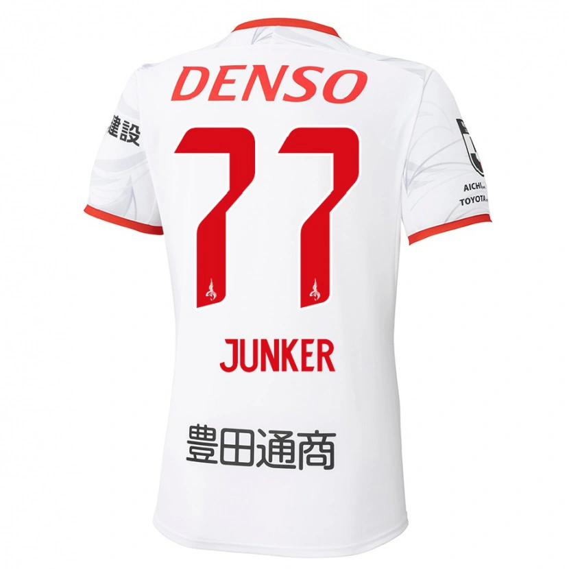 Danxen Heren Kasper Junker #77 Wit Rood Uitshirt Uittenue 2025/26 T-Shirt