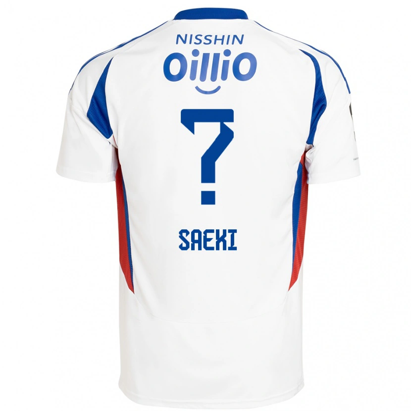 Danxen Heren Shunya Saeki #0 Wit Koningsblauw Uitshirt Uittenue 2025/26 T-Shirt