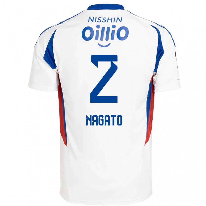 Danxen Heren Katsuya Nagato #2 Wit Koningsblauw Uitshirt Uittenue 2025/26 T-Shirt
