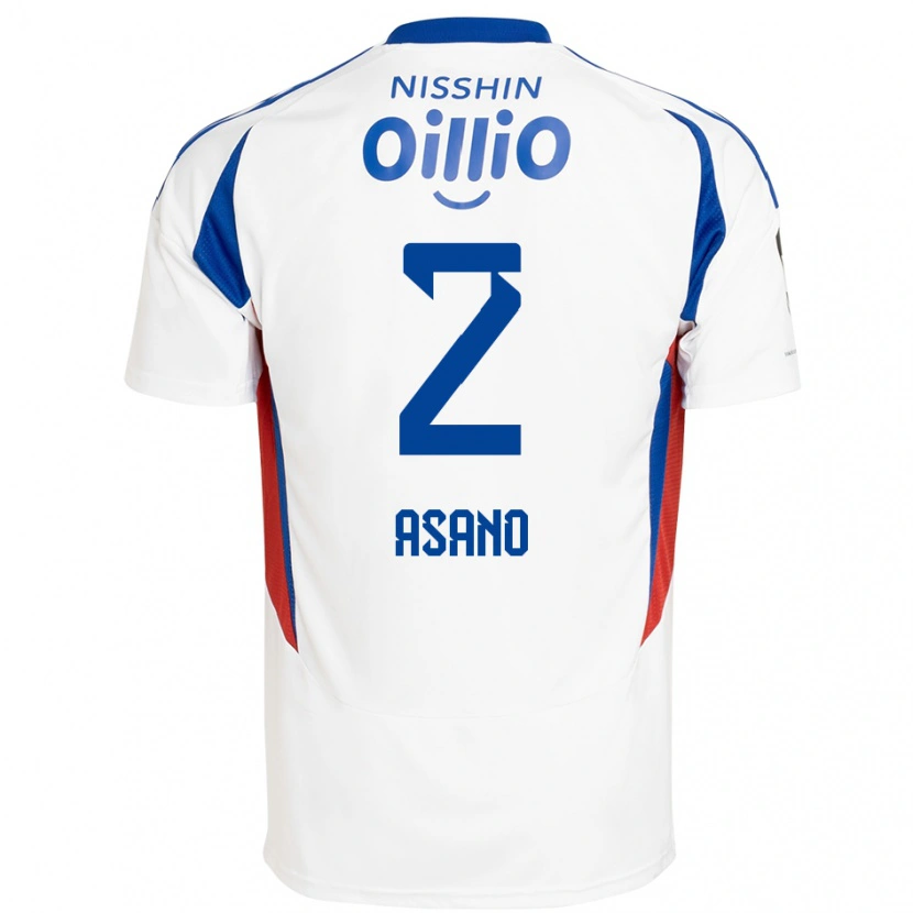 Danxen Heren Katsuki Asano #2 Wit Koningsblauw Uitshirt Uittenue 2025/26 T-Shirt