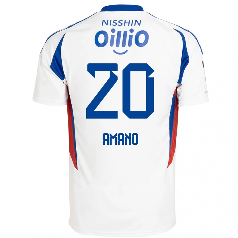 Danxen Heren Jun Amano #20 Wit Koningsblauw Uitshirt Uittenue 2025/26 T-Shirt