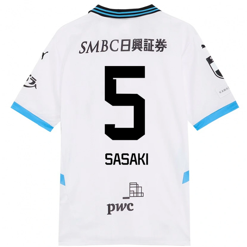 Danxen Heren Asahi Sasaki #5 Wit Hemelsblauw Uitshirt Uittenue 2025/26 T-Shirt