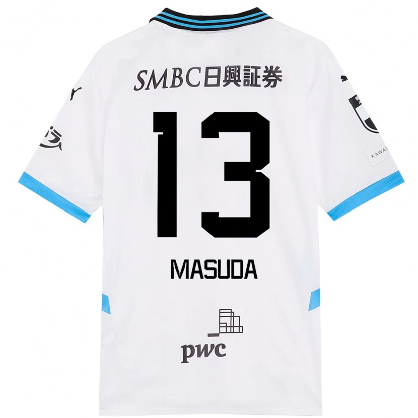Danxen Heren Hinata Masuda #13 Wit Hemelsblauw Uitshirt Uittenue 2025/26 T-Shirt