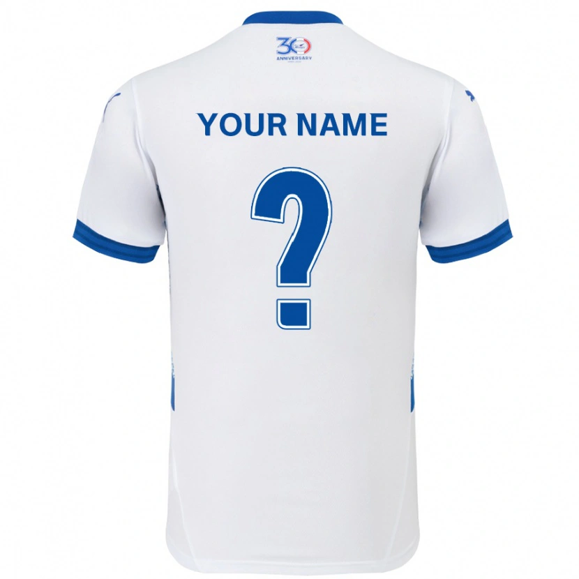 Danxen Heren Uw Naam #0 Wit Koningsblauw Uitshirt Uittenue 2025/26 T-Shirt
