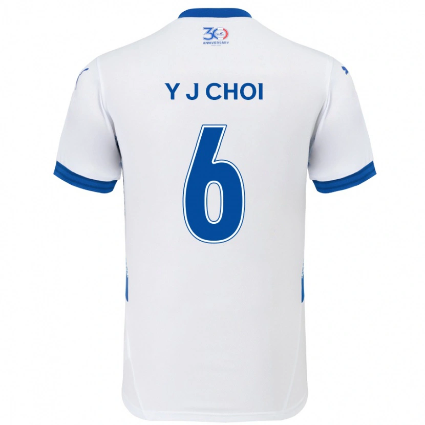 Danxen Heren Young-Jun Choi #6 Wit Koningsblauw Uitshirt Uittenue 2025/26 T-Shirt