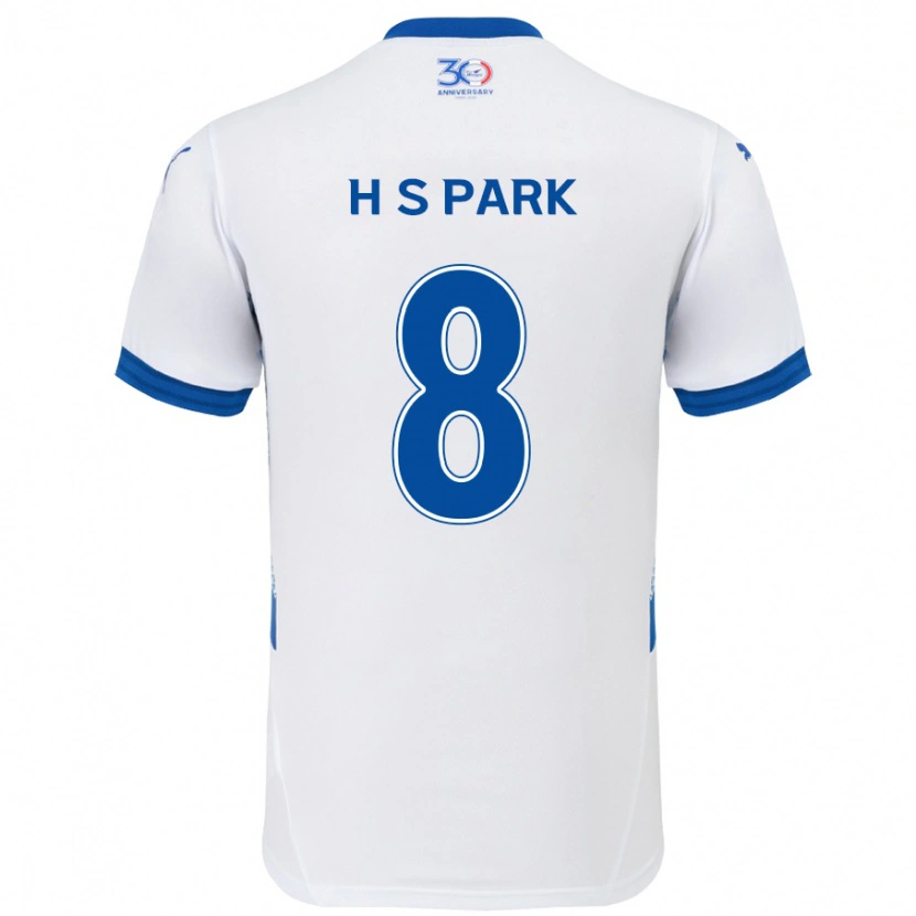 Danxen Heren Sang-Hyeok Park #8 Wit Koningsblauw Uitshirt Uittenue 2025/26 T-Shirt