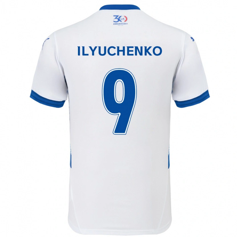 Danxen Heren Stanislav Ilyuchenko #9 Wit Koningsblauw Uitshirt Uittenue 2025/26 T-Shirt