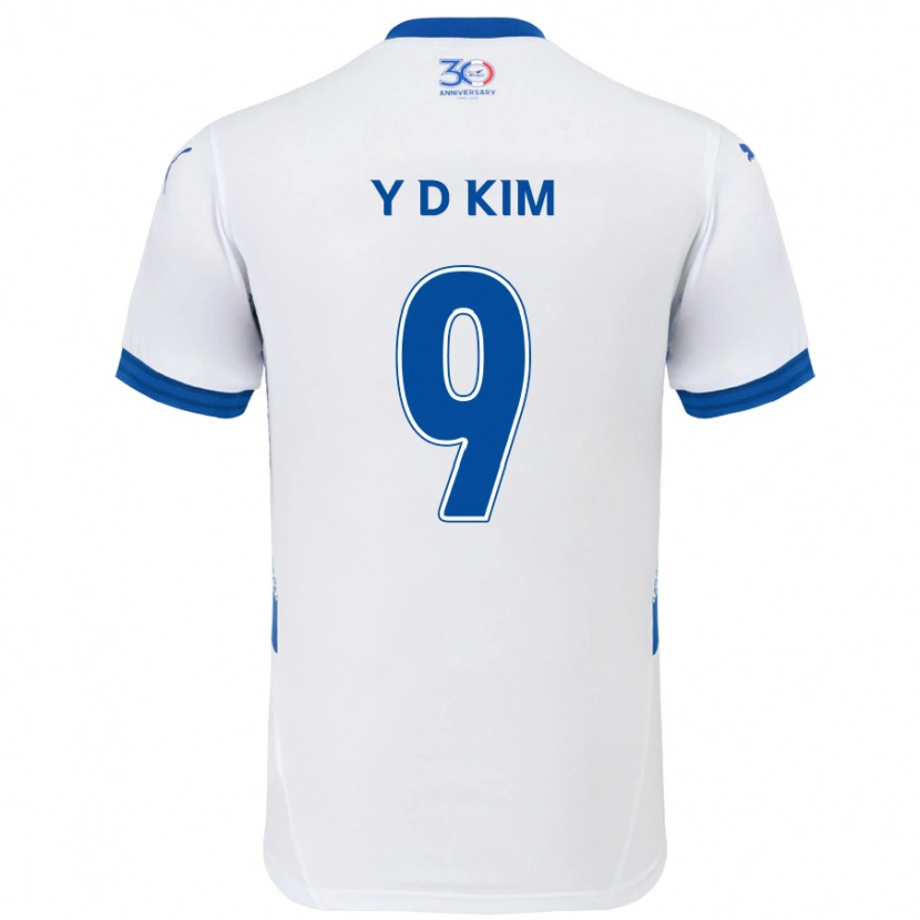 Danxen Heren Dong-Yeon Kim #9 Wit Koningsblauw Uitshirt Uittenue 2025/26 T-Shirt
