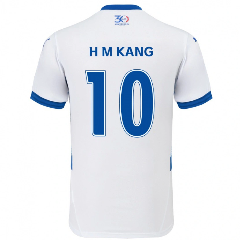 Danxen Heren Hyun-Muk Kang #10 Wit Koningsblauw Uitshirt Uittenue 2025/26 T-Shirt