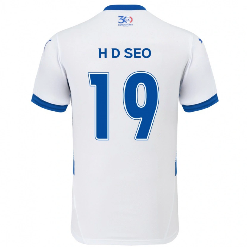 Danxen Heren Dong-Han Seo #19 Wit Koningsblauw Uitshirt Uittenue 2025/26 T-Shirt