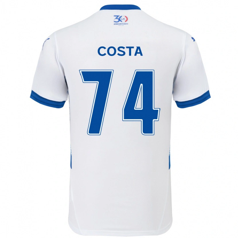 Danxen Heren Bruno Costa #74 Wit Koningsblauw Uitshirt Uittenue 2025/26 T-Shirt
