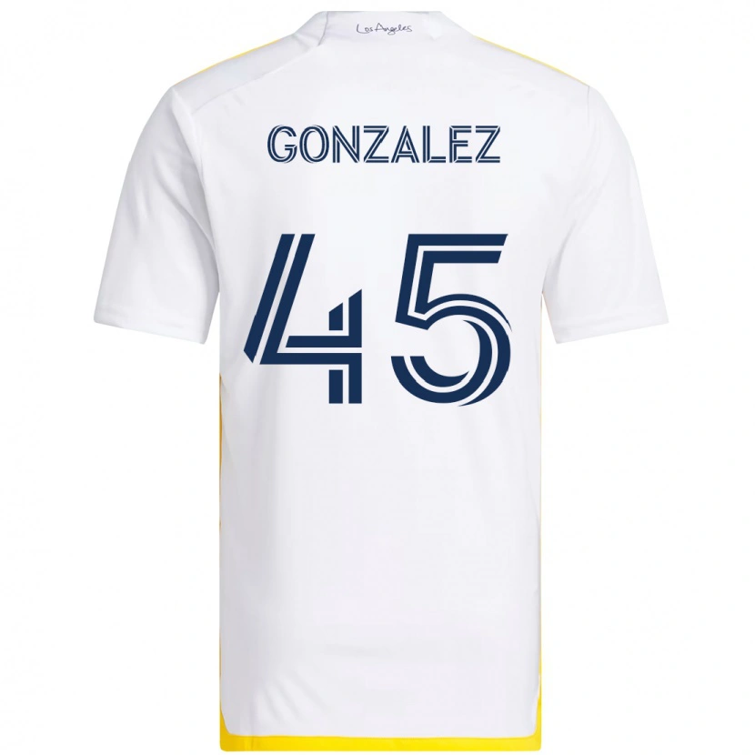 Danxen Dames Adrián González #45 Wit Geel Thuisshirt Thuistenue 2025/26 T-Shirt