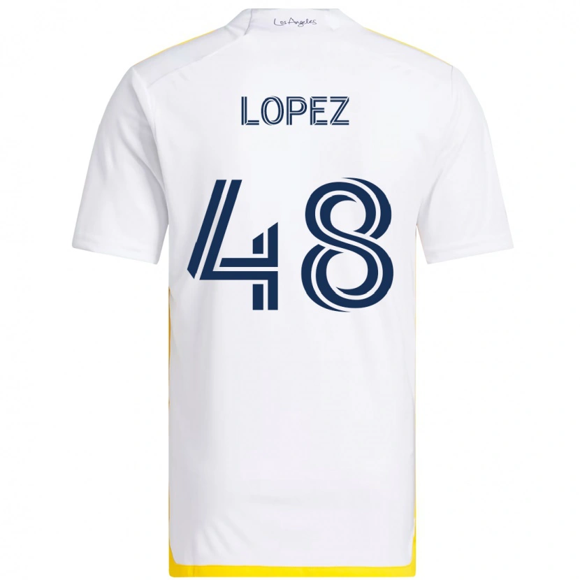 Danxen Dames Diego López #48 Wit Geel Thuisshirt Thuistenue 2025/26 T-Shirt