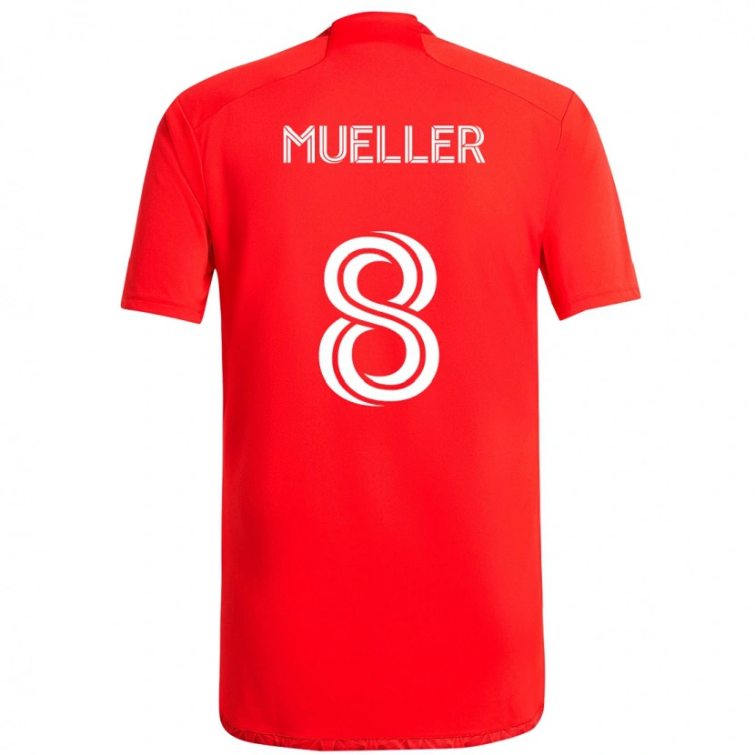 Danxen Dames Chris Mueller #8 Rood Wit Thuisshirt Thuistenue 2025/26 T-Shirt