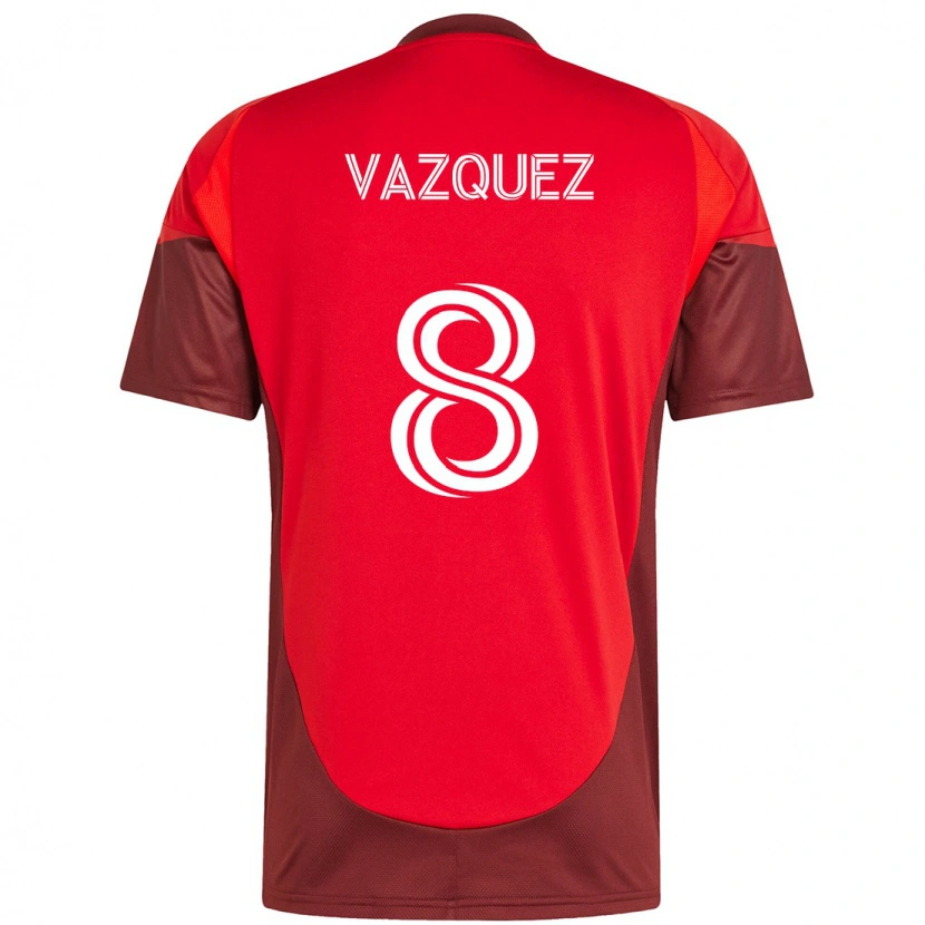 Danxen Dames Víctor Vázquez #8 Rood Wit Thuisshirt Thuistenue 2025/26 T-Shirt